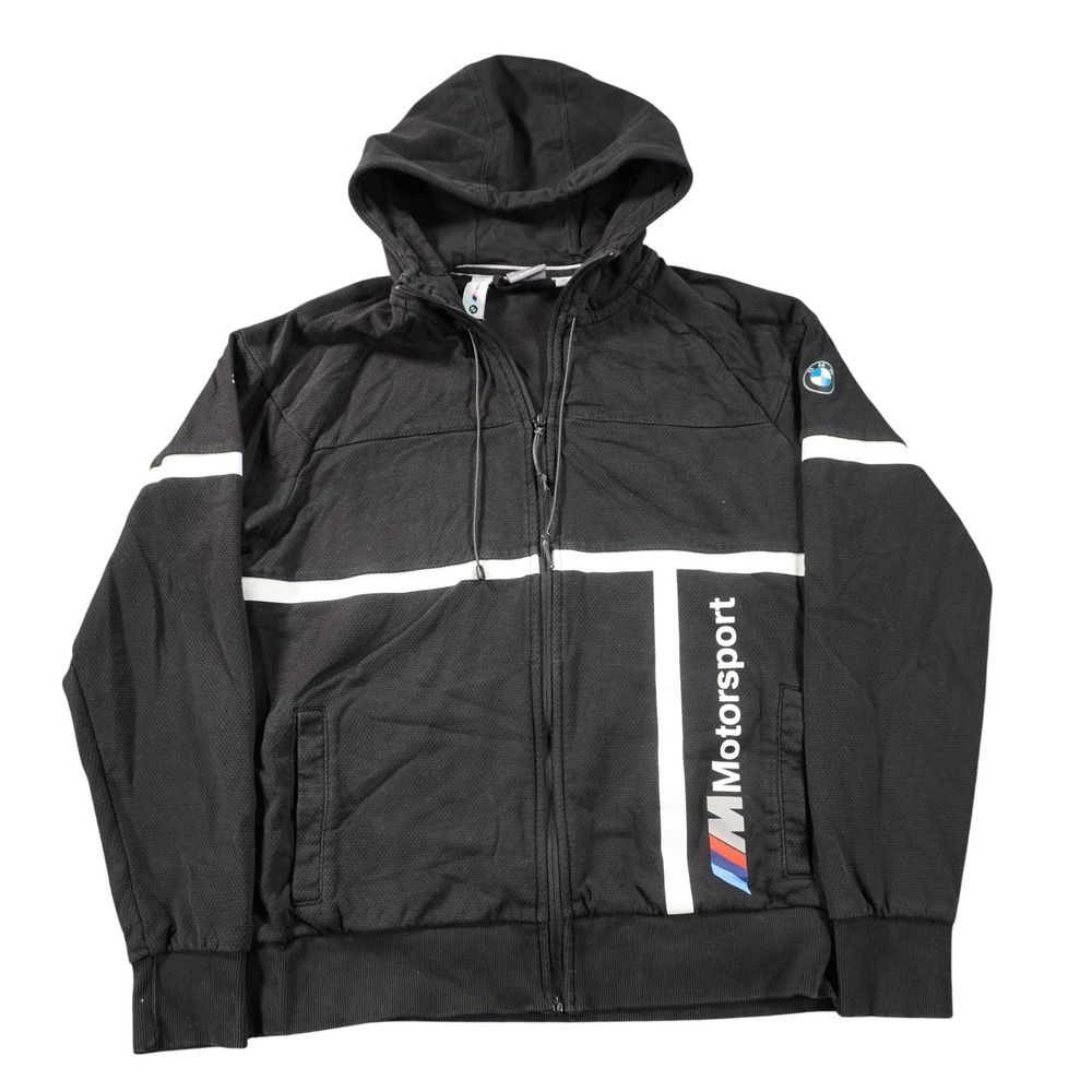 Puma BMW Motorsport Hoodie Mens Medium Black Full Zip Racing Jacket Graphic